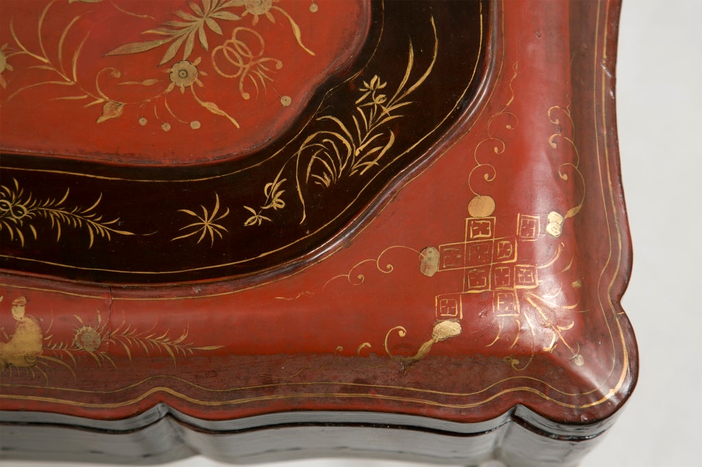 Chinese Lacquered & Gilt Robe Box on later stand c 1850 In Good Condition In San Francisco, CA