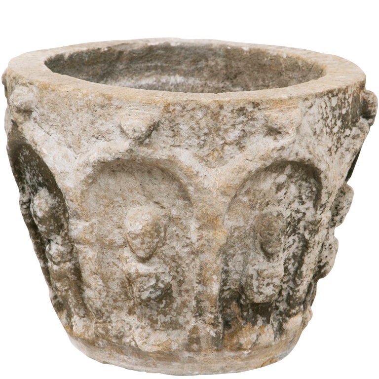 Gothic Spanish Limestone Planter at 1stDibs