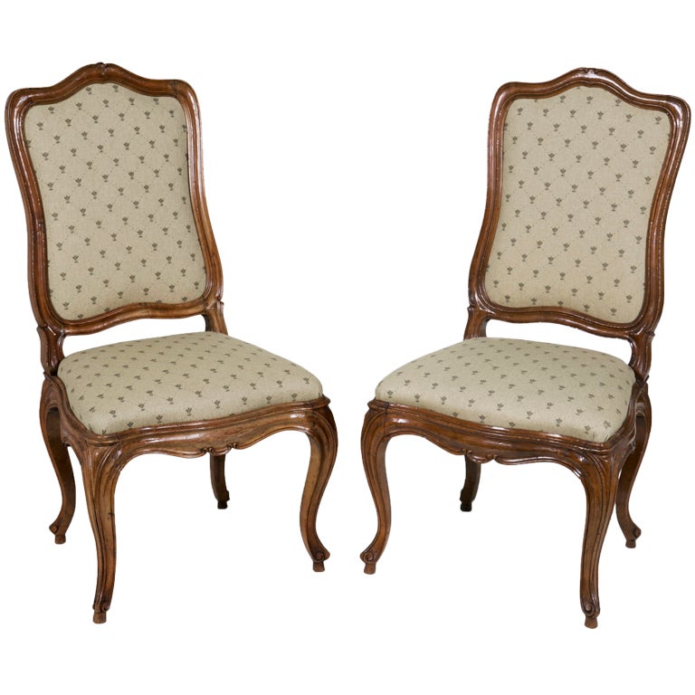 Large Old Italian Walnut Chairs