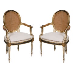 Pair of Painted and Gilt French Chairs