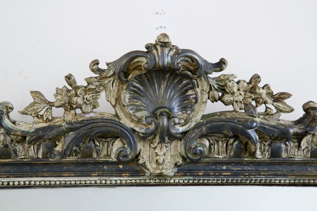 Antique Italian Painted & Silver Gilt Mirror