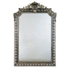 Antique Italian Painted & Silver Gilt Mirror