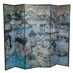 Vintage Chinese Painted Screen