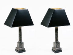 Pair of Tole Column Lamps