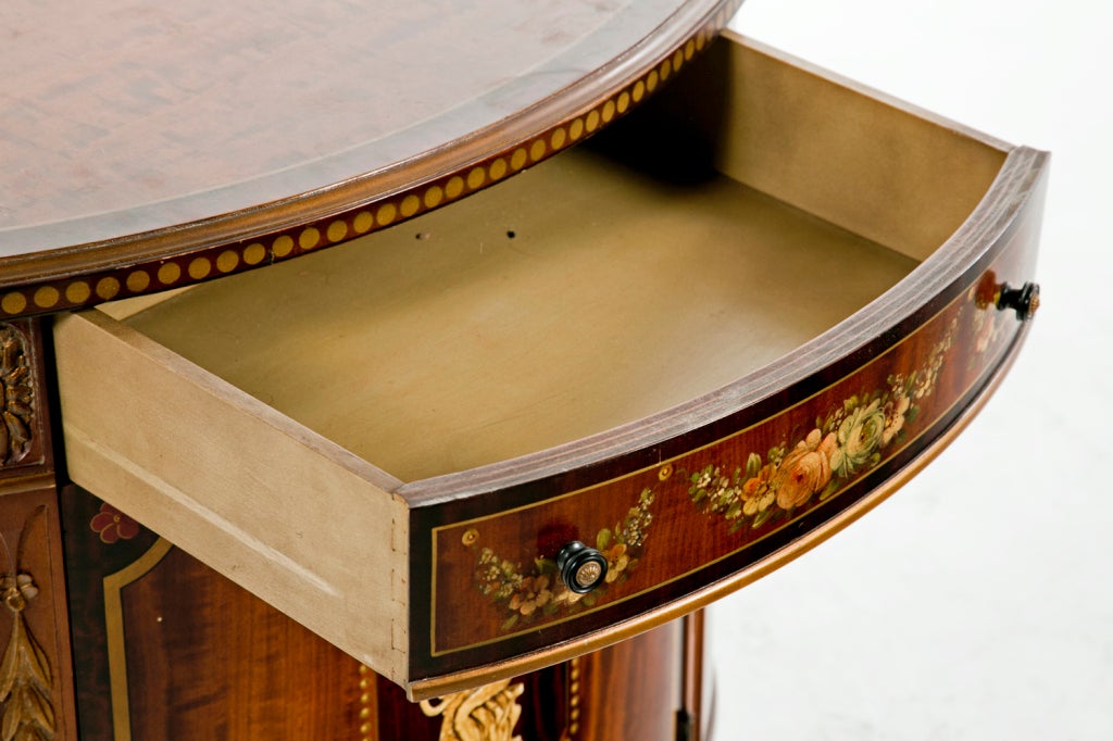 Painted and Inlaid Demi-lune Cabinet / Commode