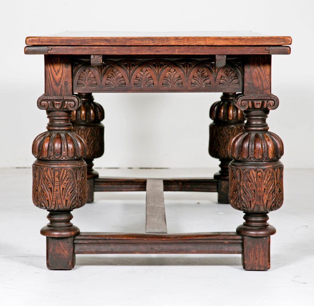 Elizabethan Style Draw Leaf Table circa 1900 2