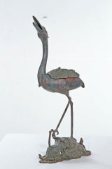 Antique Japanese Bronze Crane Censer