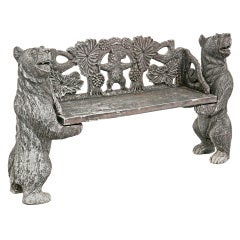 Weathered Wood Bear Bench