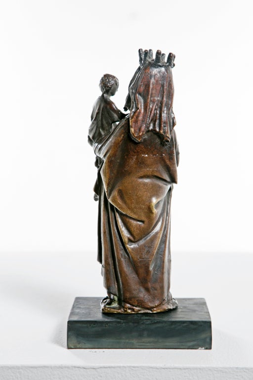 19th Century Bronze Gothic Mary and Christ