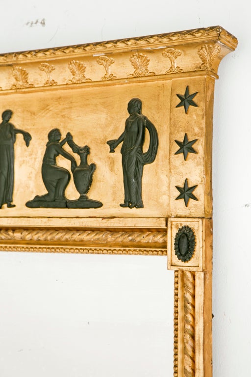 19th Century Swedish Neoclassical Gilt and Ebonized Mirror Circa 1820