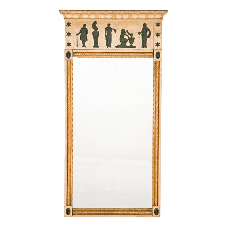 Swedish Neoclassical Gilt and Ebonized Mirror Circa 1820