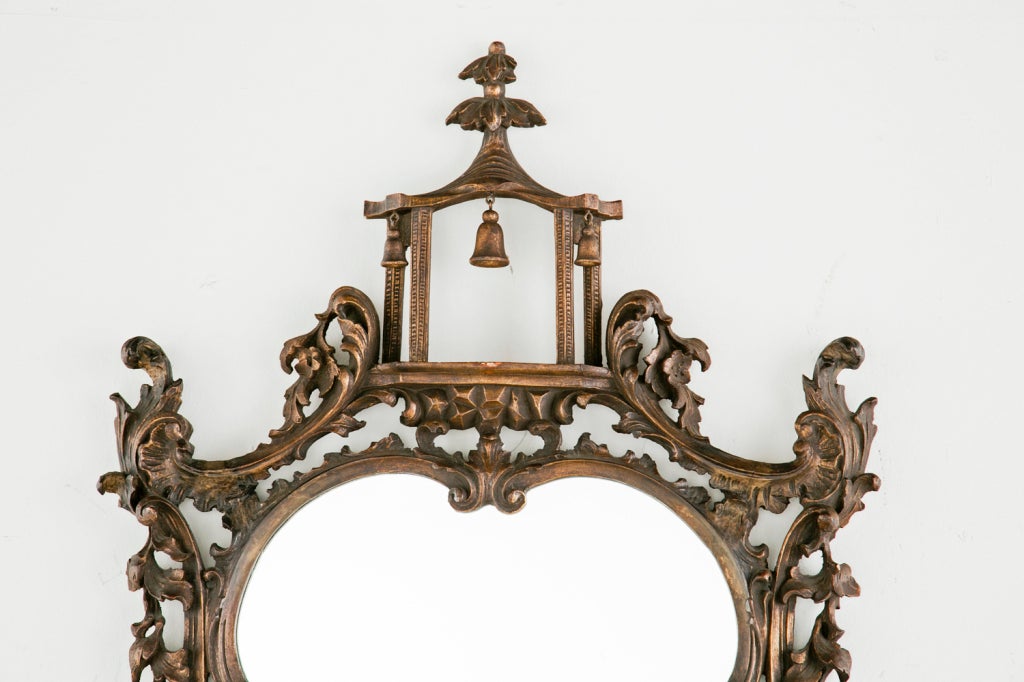 English Chinese Chippendale Carved and Gilt Wood Mirror, cirva 1920 60.5″ x 27.5