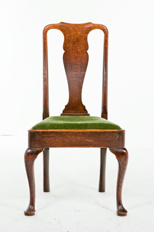 Pair of Queen Anne Oak Chairs 2
