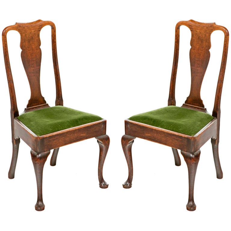Pair of Queen Anne Oak Chairs