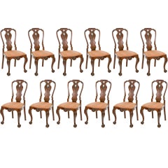 Set of 12 Continental Walnut Chairs Circa 1900