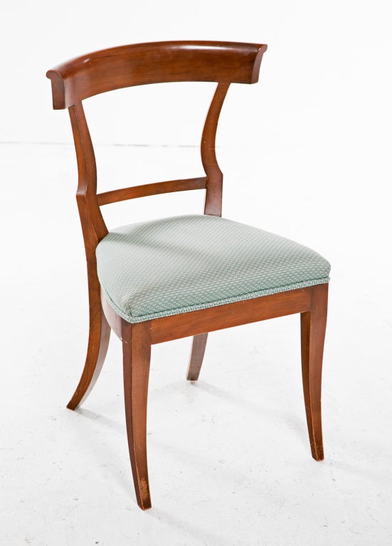Neoclassical Revival Klismos Walnut Side Chairs Italy, circa 1900