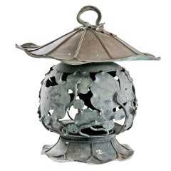 Antique Bronze Lotus Lantern, Japan, circa 1880