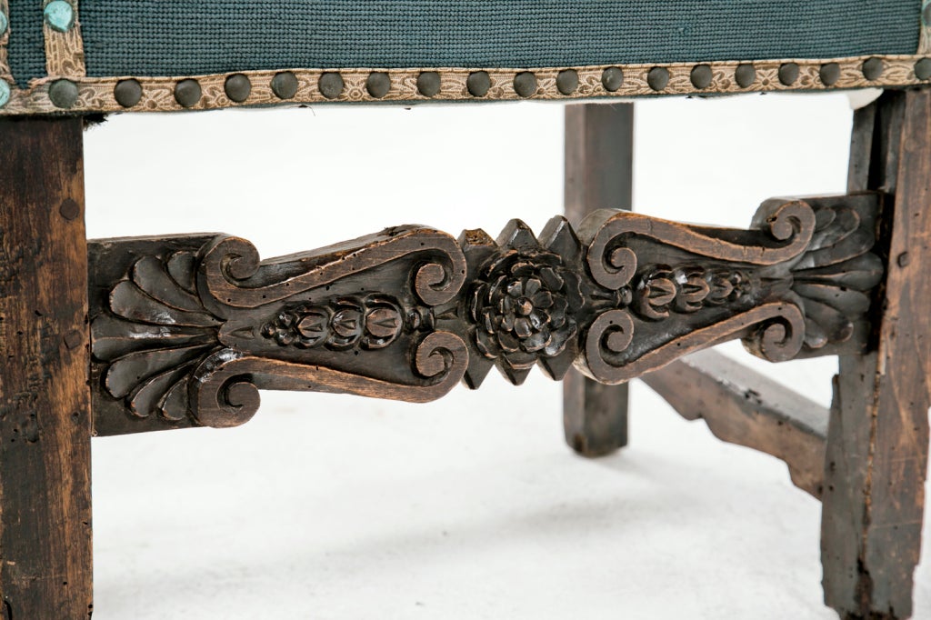 Wood Italian Walnut Arm Chair, 17th century