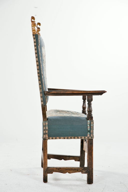 Italian Walnut Arm Chair, 17th century 3