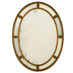 George III Style Oval Gilt Wood Mirror.