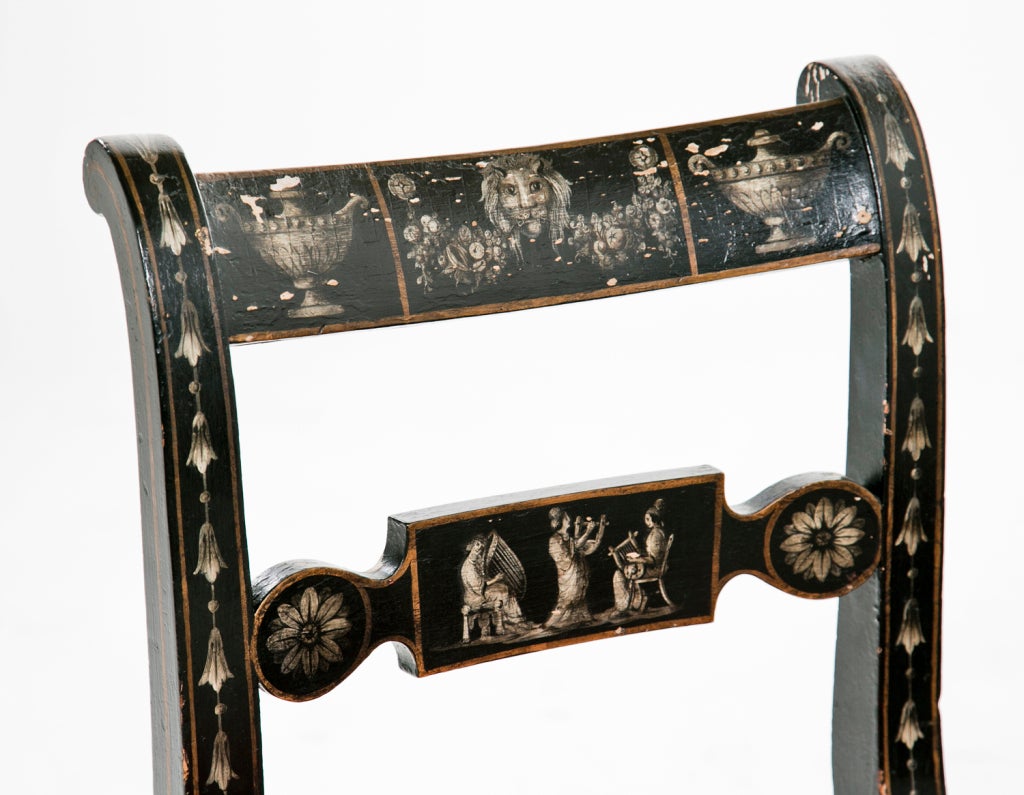 Pair of Fancy Painted Klismos Chairs