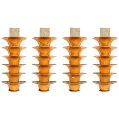 Set of four Monumental Fluted Theater Sconces