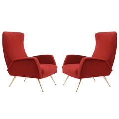 Pair of Italian Club Chairs in the Manner of Gio Ponti