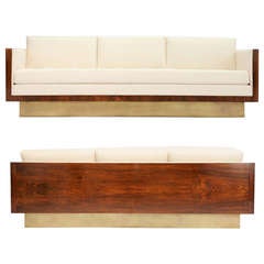 Pair of Brazilian Rosewood Sofas in the Manner of Milo Baughman