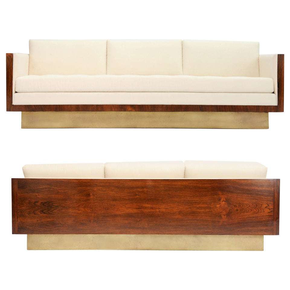 Pair of Brazilian Rosewood Sofas in the Manner of Milo Baughman