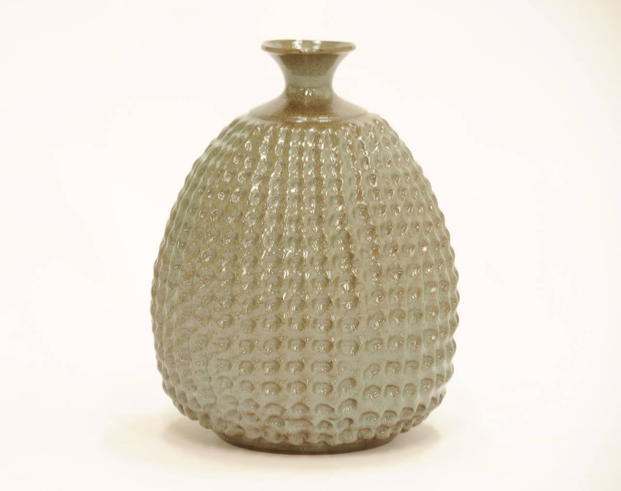 Mid-Century Modern 1977 Monumental James Morris Cotter Thumb Print Stoneware Vase