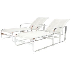 Stunning Pair of Aluminum Chaise Lounges