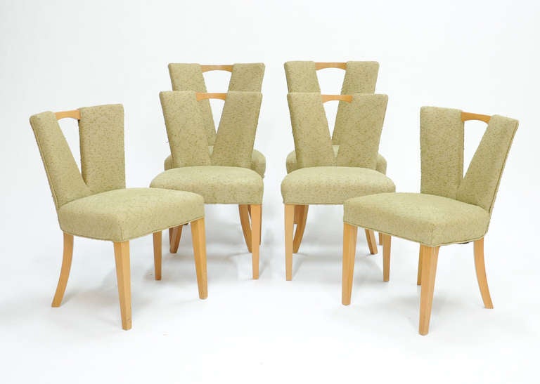 A original set of Six dining chairs by Paul Laszlo for Brown and Saltman. Side chair is 32.5
