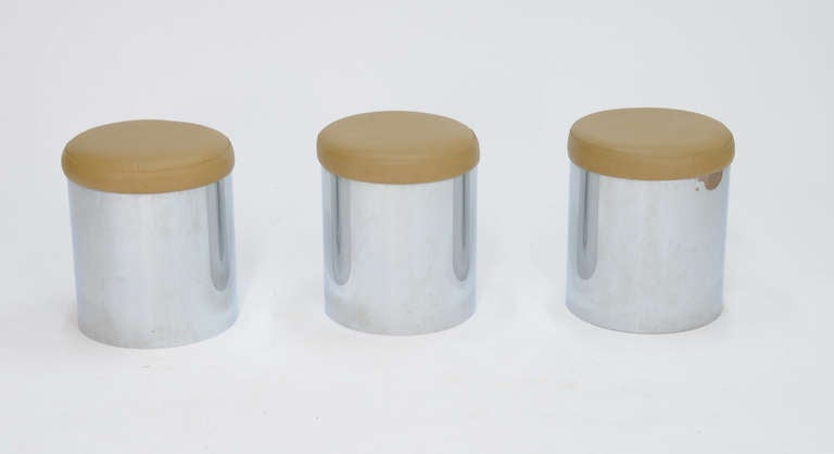 A Trio of Pop Art Stool with Mirrored Chrome Bases In Good Condition In Portland, OR