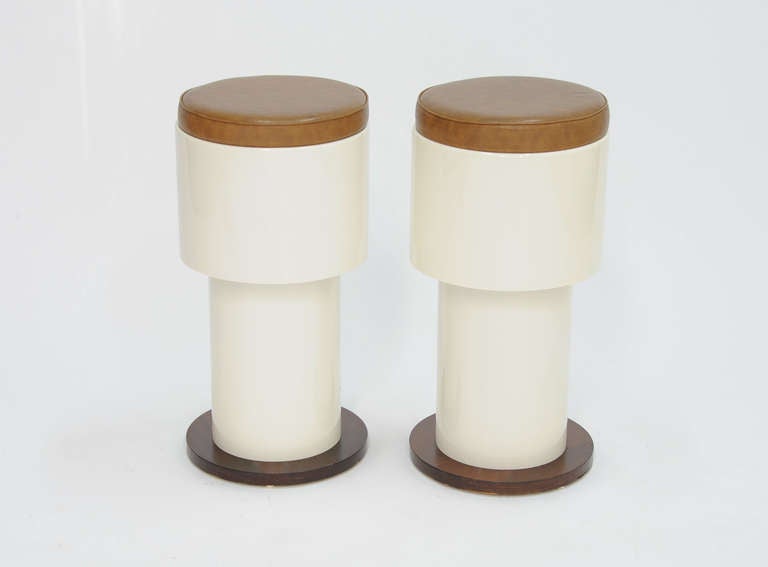 A fun pair of bar stools in the manner of Joe Colombo