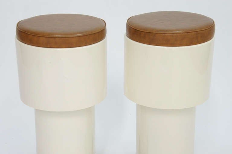 American A Delightful Pair of Pop Art Bar Stools in the manner of Joe Colombo with Rosewood Bases