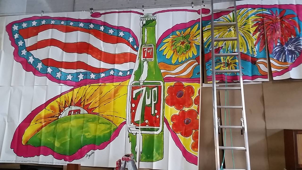 1969 Pat Dypold 7up Uncola Pop Art Butterfly and Bottle Billboard 3