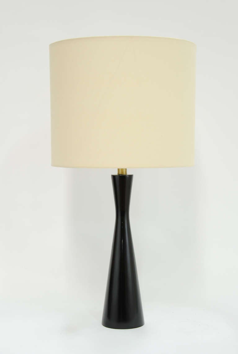 Pair of Black Lacquered Lamps at 1stdibs