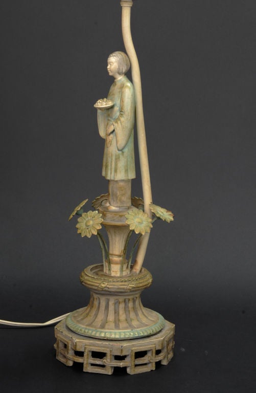 Figural Chinoiserie Lamps with Maria Kipp Shades 1