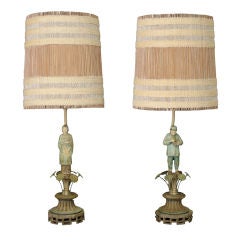 Figural Chinoiserie Lamps with Maria Kipp Shades