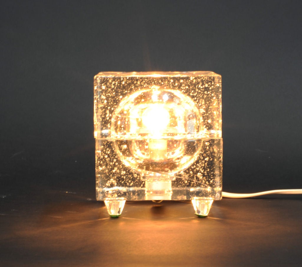 European Glass Bubble Cube Lamp In Excellent Condition In Portland, OR