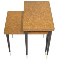 Vintage A pair of Cork Top Nest Tables by Paul Frankl