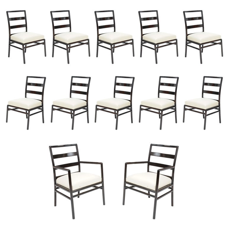 Set of 12 T.H. Robsjohn-Gibbings Ladder-Back Dining Chairs