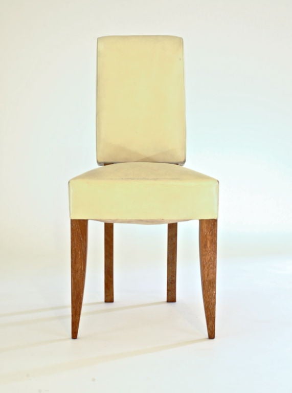 Oak Set of Six French Dining Chairs For Sale