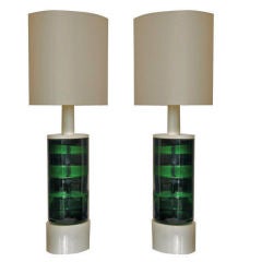 Pair of Italian green Glass Lamps