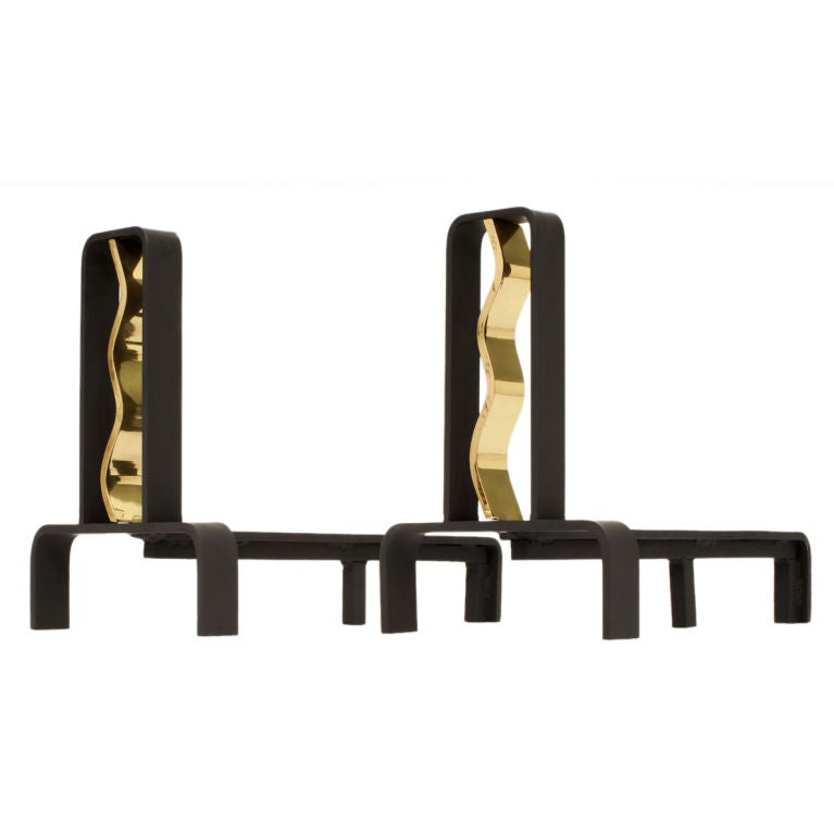 Pair of Modern Andirons in the manner of Jean Royere