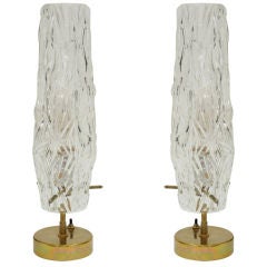 A Pair of Cut Glass Table Torchiere
