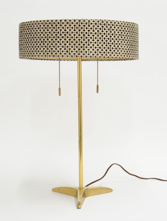 A pair of brass Stiffel table lamps with original pop art shades