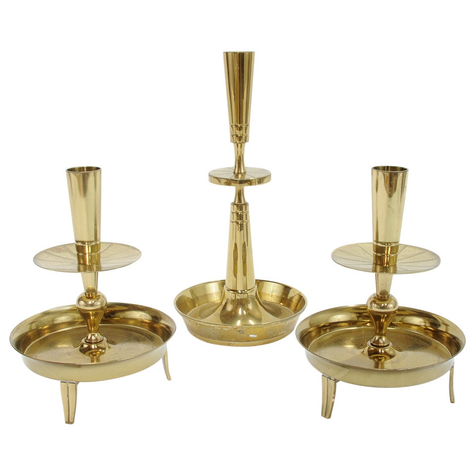 A Trio of Tommi Parzinger Candle Holders For Sale