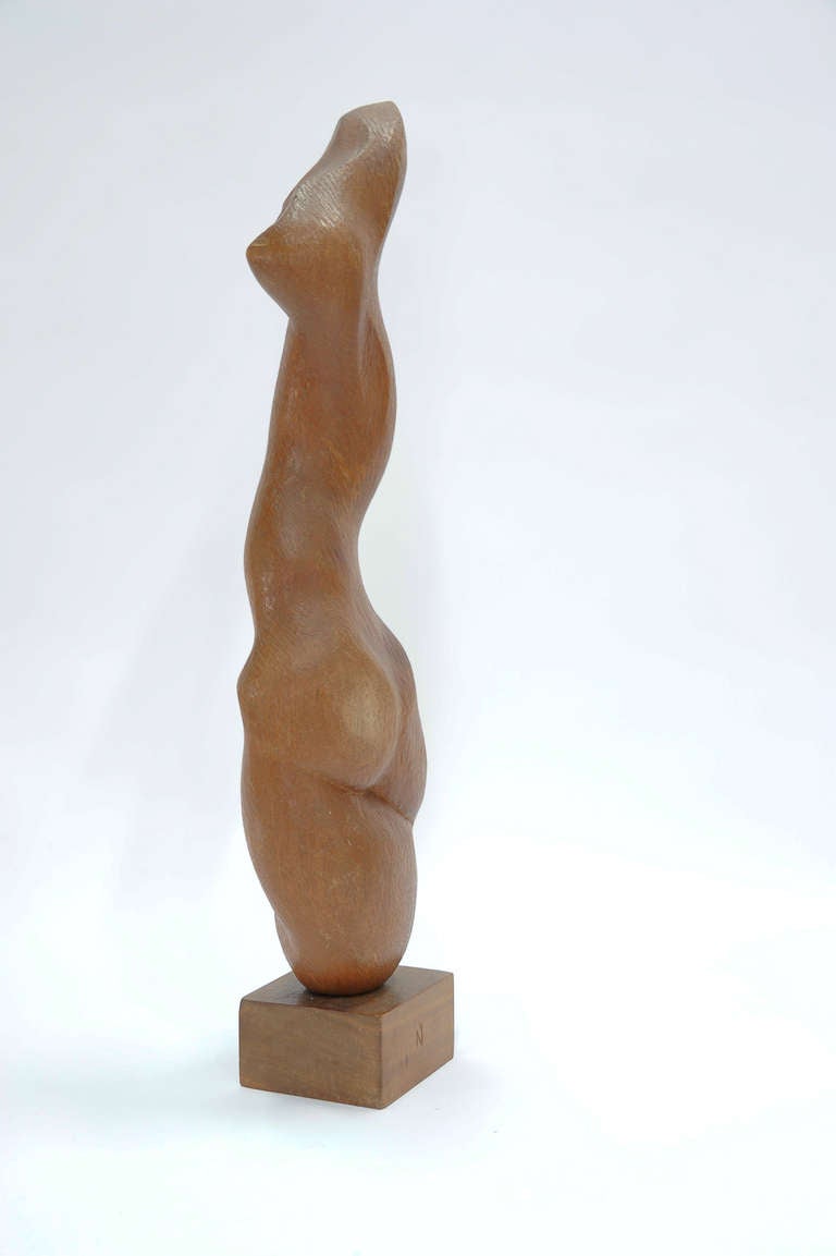 Walnut 1962 Abstract Female Sculpture by Eve Nyvall For Sale