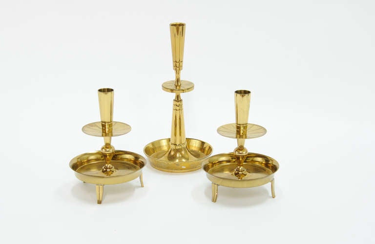 A Trio of Tommi Parzinger Candle Holders In Good Condition For Sale In Portland, OR